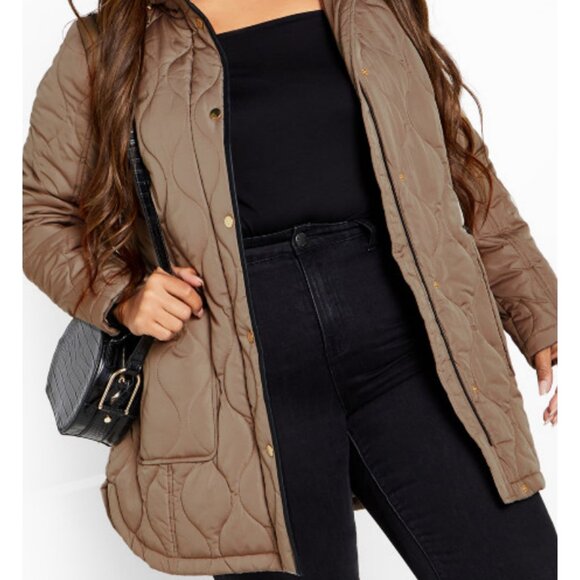 NWT City Chic EVANS 18/20 Plus Size Quilted Contrast Trim Coat - Picture 5 of 12
